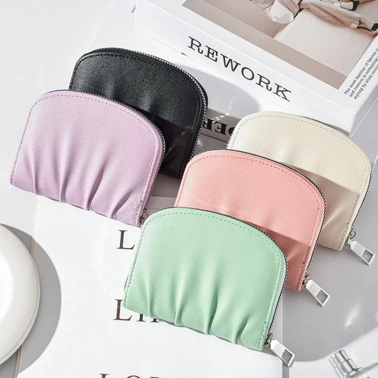 TBD06058930_B1.webp Women Wallet Pleated Sense PU Zipper Short Wallet Simple Solid Color Coin Purse - Image 2