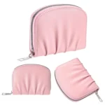 Women Wallet Pleated Sense PU Zipper Short Wallet Simple Solid Color Coin Purse - Image 3