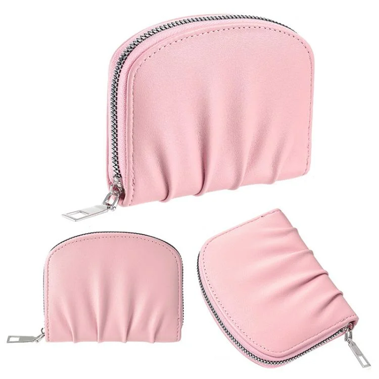 TBD06058930_B2.webp Women Wallet Pleated Sense PU Zipper Short Wallet Simple Solid Color Coin Purse - Image 3