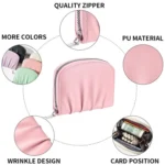 Women Wallet Pleated Sense PU Zipper Short Wallet Simple Solid Color Coin Purse - Image 5