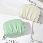 Women Wallet Pleated Sense PU Zipper Short Wallet Simple Solid Color Coin Purse - Image 7