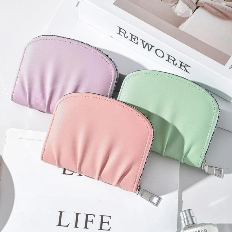 TBD06058930_B7.webp Women Wallet Pleated Sense PU Zipper Short Wallet Simple Solid Color Coin Purse - Image 8