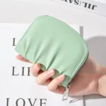 Women Wallet Pleated Sense PU Zipper Short Wallet Simple Solid Color Coin Purse - Image 9