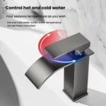 Waterfall Wash Basin Faucet Stainless Steel Hot/Cold Water Mixer Tap for Sink Basin - Image 4