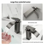Waterfall Wash Basin Faucet Stainless Steel Hot/Cold Water Mixer Tap for Sink Basin - Image 5