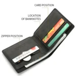 DEABOLAR Men Short Wallet Zipper Simple Soft Leather Purse Card Bag Student Retro Leather Wallet - Image 6