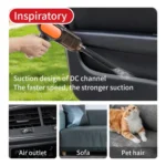 HD001 Portable Multifunctional Car Cordless Vacuum Cleaner Safety Hammer Suction Blower All In One Machine - Image 12