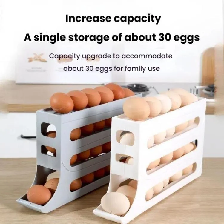 TBD06059385_B5.webp 2pcs Kitchen Eggs Organizer 4-layer Slide Refrigerator Eggs Rack Automatic Rolling Tray Drop-proof Carton - Image 6