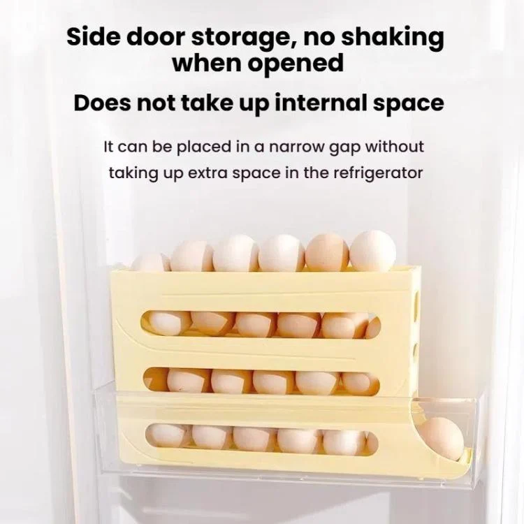 TBD06059385_B7.webp 2pcs Kitchen Eggs Organizer 4-layer Slide Refrigerator Eggs Rack Automatic Rolling Tray Drop-proof Carton - Image 8