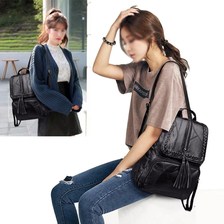 TBD06059438_B8.webp Casual Women Shoulder Bag PU Leather Simple Versatile Trend Female Backpack Student Travel Schoolbag - Image 9
