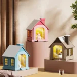 500ML Portable Mini Snow House Humidifier USB Desktop Snowman Colorful Ambient Light Air Humidifiers - Image 2