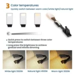 Portable Clip Book Lamp Mini Desk Lamp Learning Reading Rechargeable Clip Bookmark Light - Image 6