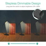 Hose Clip Book Light Night Reading Lamp Adjustable Brightness USB Rechargeable Book Clip Lights - Image 6