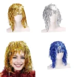 3pcs Cosplay Disco Wigs Foil Tinsel Shiny Party Hats Funny Atmosphere Festive Decoration Performance Props - Image 2