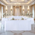 Spandex Table Skirt for Rectangle Table Stretchable Wrinkle Resistant Tablecloth for Weddings Parties Tradeshows - Image 6