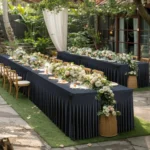 Spandex Table Skirt for Rectangle Table Stretchable Wrinkle Resistant Tablecloth for Weddings Parties Tradeshows - Image 8