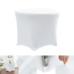 Simple Modern Stretch Round Table Cover Hotel Wedding Banquet Four Corners Large Round Table Cover