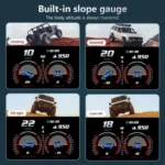 P24 Multifunctional Car HUD Head-up Display OBD+GPS Digital Speedometer Slope Meter - Image 6