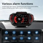 P24 Multifunctional Car HUD Head-up Display OBD+GPS Digital Speedometer Slope Meter - Image 9