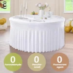 Polyester Elastic Tablecloth Cover Wedding Banquet Party Decoration Round Table Skirt Office Tablecloth - Image 3