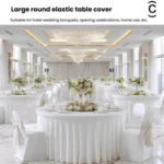 Polyester Elastic Tablecloth Cover Wedding Banquet Party Decoration Round Table Skirt Office Tablecloth - Image 4