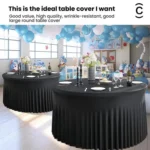 Polyester Elastic Tablecloth Cover Wedding Banquet Party Decoration Round Table Skirt Office Tablecloth - Image 5