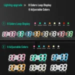 APP Remote Control 3D Led Wall Digital Color Clock Alarm /Date/Temp Display Wall & Table Clock - Image 4