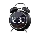 12/24H LED Screen Alarm Clock Loud Metal Clock With Night Light Plug-In Children Clock