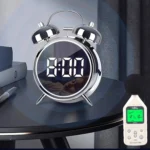 12/24H LED Screen Alarm Clock Loud Metal Clock With Night Light Plug-In Children Clock - Image 2