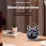 12/24H LED Screen Alarm Clock Loud Metal Clock With Night Light Plug-In Children Clock - Image 3