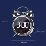 12/24H LED Screen Alarm Clock Loud Metal Clock With Night Light Plug-In Children Clock - Image 7