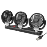F4505 Car Triple-Head Rotatable Fan Auto 3-Way Folding Fan