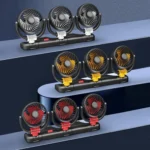 F4505 Car Triple-Head Rotatable Fan Auto 3-Way Folding Fan - Image 2
