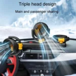 F4505 Car Triple-Head Rotatable Fan Auto 3-Way Folding Fan - Image 6