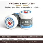 BAKU BA-5052 BGA Solder Paste for Mobile Phone Repair 35g Tin 35-45 Microns, 138 Celsius Melting Point - Image 6