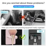 3pcs /Pack Wall-Mounted No-Drill Shaver Organizer Manual/Safety Razor Hook - Image 3