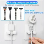 3pcs /Pack Wall-Mounted No-Drill Shaver Organizer Manual/Safety Razor Hook - Image 4
