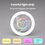 50W Ceiling Fan Light With E27 Socket 3 Speeds Adjustable RGB LED Strip - Image 4
