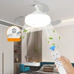 22.5-inch Invisible Blade Ceiling Fan Light with E27 Socket Dimmable LED, 3 Color Temperatures, 3 Speeds, 2H/4H Time - Image 2