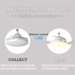 22.5-inch Invisible Blade Ceiling Fan Light with E27 Socket Dimmable LED, 3 Color Temperatures, 3 Speeds, 2H/4H Time - Image 4