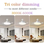 22.5-inch Invisible Blade Ceiling Fan Light with E27 Socket Dimmable LED, 3 Color Temperatures, 3 Speeds, 2H/4H Time - Image 5