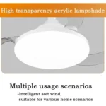 22.5-inch Invisible Blade Ceiling Fan Light with E27 Socket Dimmable LED, 3 Color Temperatures, 3 Speeds, 2H/4H Time - Image 10