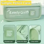 Cute Large Capacity Pencil Case with Transparent Front Pocket School Supplies Organizer - Image 4