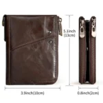 HUMERPAUL BP852 RFID Leather Anti-Theft Wallet Short Double Zipper Wallet - Image 3