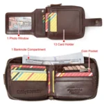 HUMERPAUL BP735 Leather Horizontal Zipper Wallet Multiple Card Slots RFID Anti-Theft Protection Men Purse - Image 3