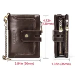 HUMERPAUL BP778 Short Leather Wallet RFID Tri-fold Double Zipper Coin Purse - Image 3