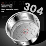 Kacheeg 304 Stainless Steel Steamer Basket for Rice Cooker/Pots with Handles & Stand - Image 3