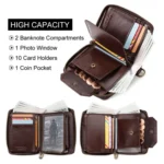 HUMERPAUL BP783 Unisex Short Leather Wallet With RFID Multi-Card Holder - Image 6