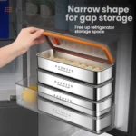Kacheeg Stainless Steel Slim Rectangular Food Storage Container 304 Narrow Space-Saving Fridge Organizer Box - Image 3