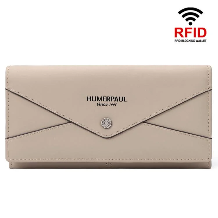 HUMERPAUL BP998 Women Leather Long Wallet RFID Multi-Card Holder Clutch Bag